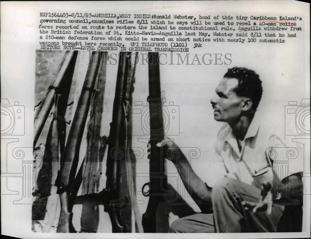 1967 Press Photo Ronald Webster, head of the tiny Caribbean Island Council - Historic Images