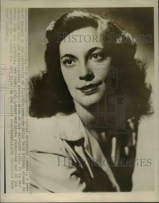 1948 Press Photo Murial Ostrowsky, Charged w Newborn Baby's Strangling Death - Historic Images