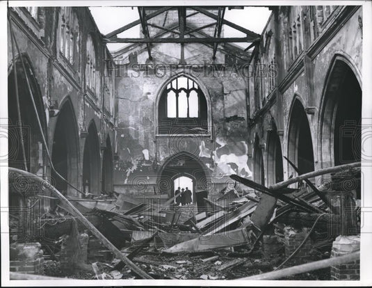 1956 Press Photo St. Paul's church wreckage after the fire - Historic Images