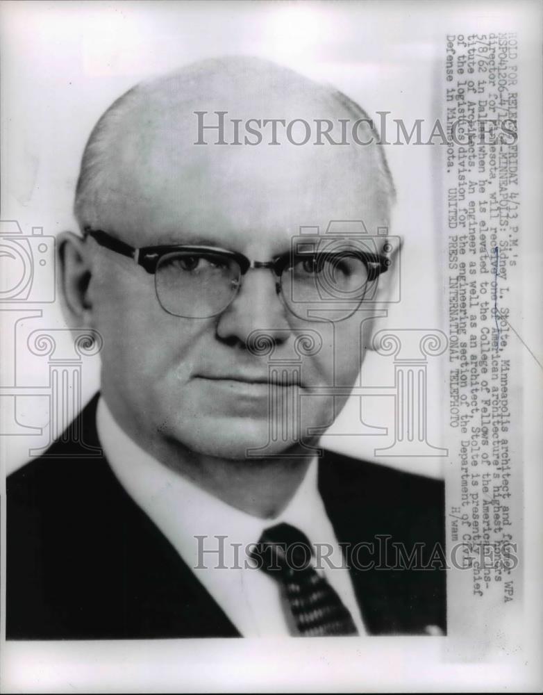 1962 Press Photo Sidney L. Stole, Minneapolis architect and former WPA director - Historic Images