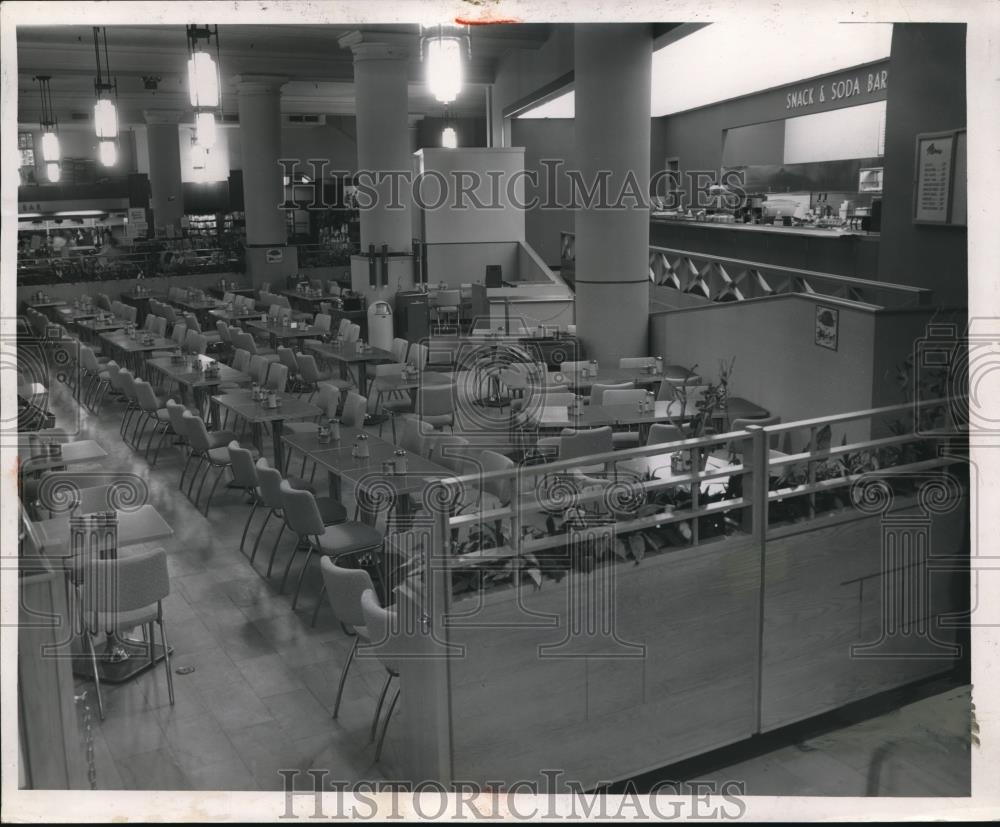 1955 Press Photo Street Floor Snack Bar at May Locates on the Prospect Ave. - Historic Images