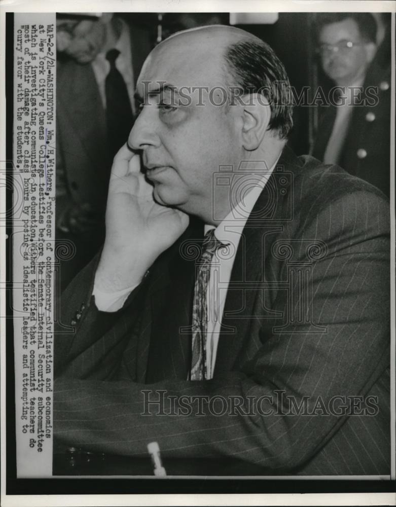 1953 Press Photo Professor of Contemporary Civilization &amp; Economics, Wm. Withers - Historic Images