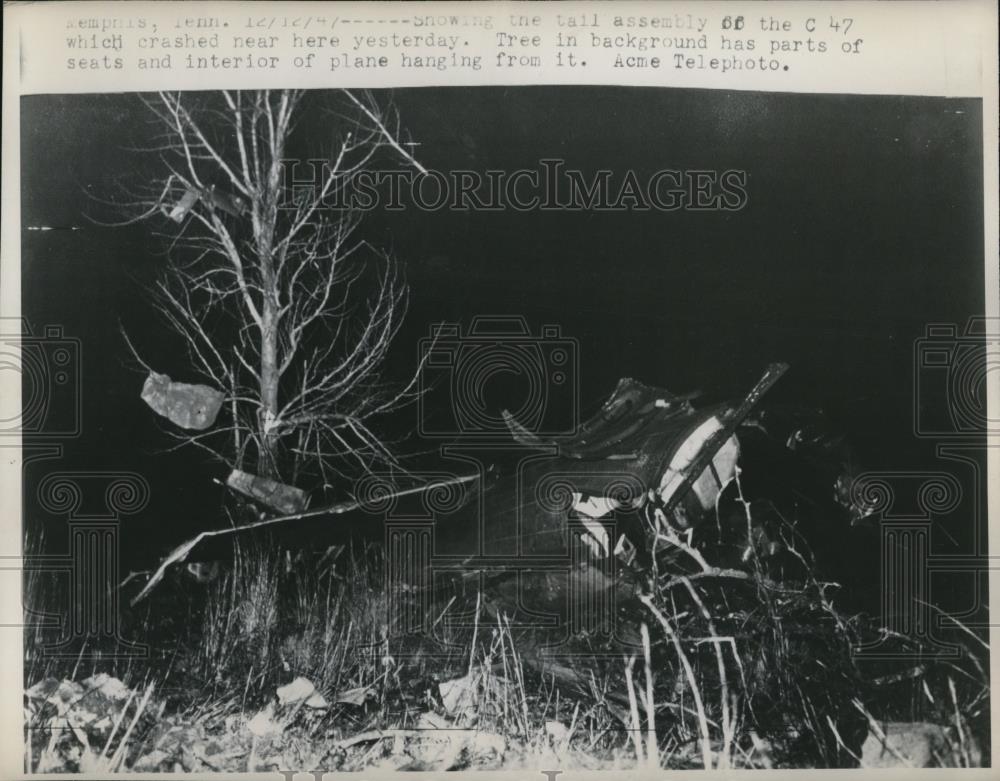 1947 Press Photo C-47 Plane crashed Memphis, Tenn. - Historic Images