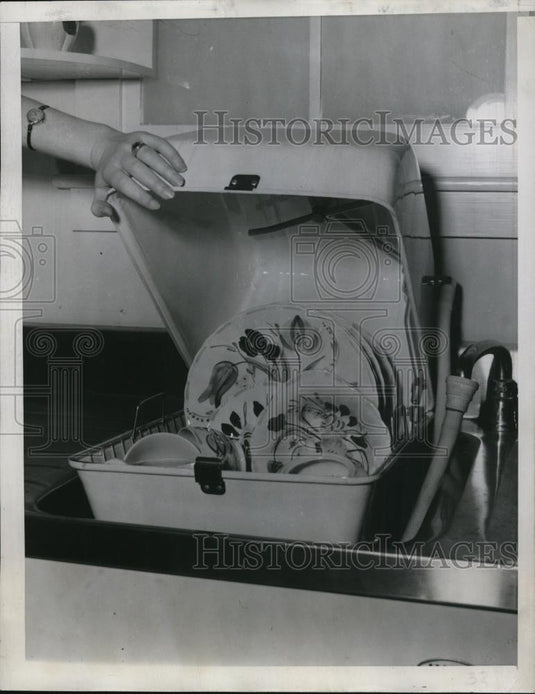 1947 Press Photo Water-Matic Dishwasher by mark Kay Distributors - Historic Images