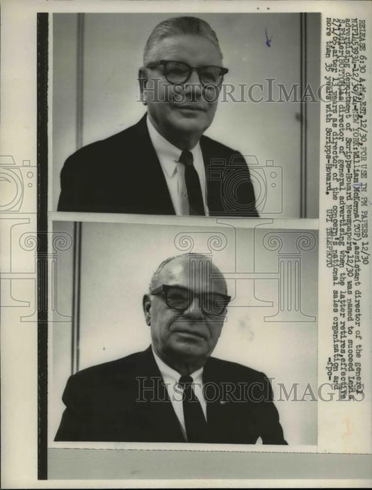 1964 Press Photo NYC William McKenna of Scripps Howard papers & Lewis Fidler - Historic Images