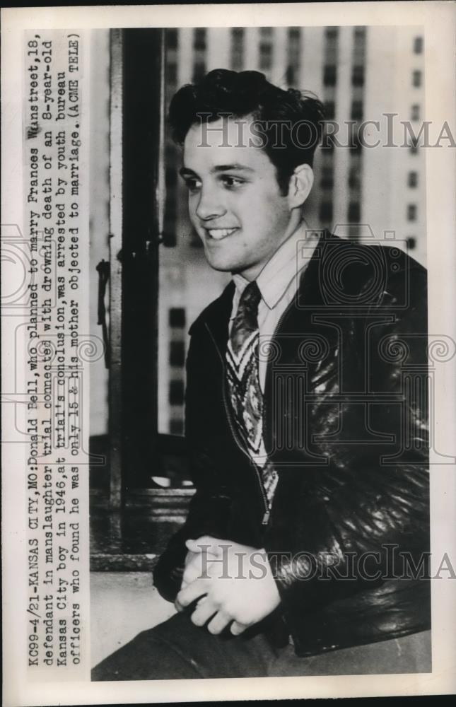 1948 Press Photo Donald Bell who planned to marry Frances Wanstreet - Historic Images