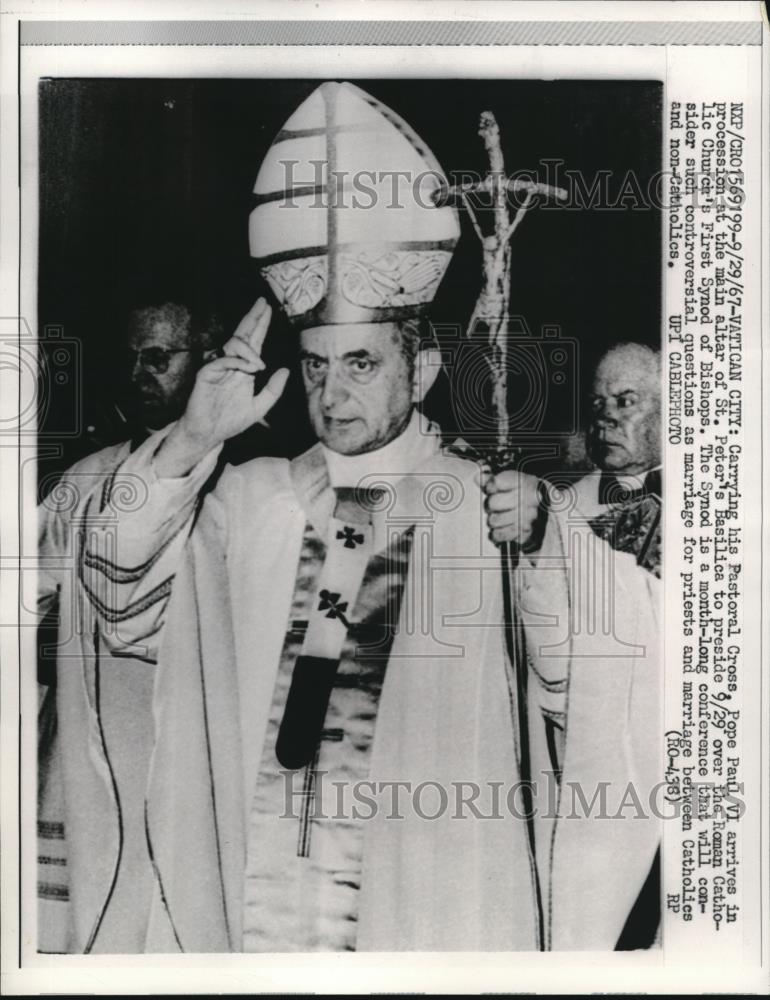 1967 Press Photo Vatican City Pope Paul VI at St Peter&#39;s Basicilica - Historic Images