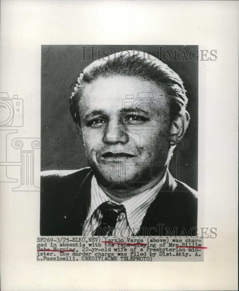 1948 Press Photo Elko Nev Larzlo Varga charged with rape murder of Mrs B Morning - Historic Images