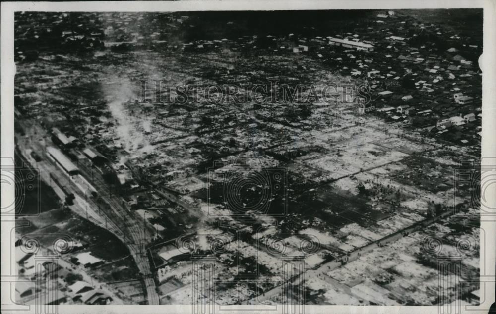 1932 Press Photo Air view of Omita Japan after fire razed the town - Historic Images