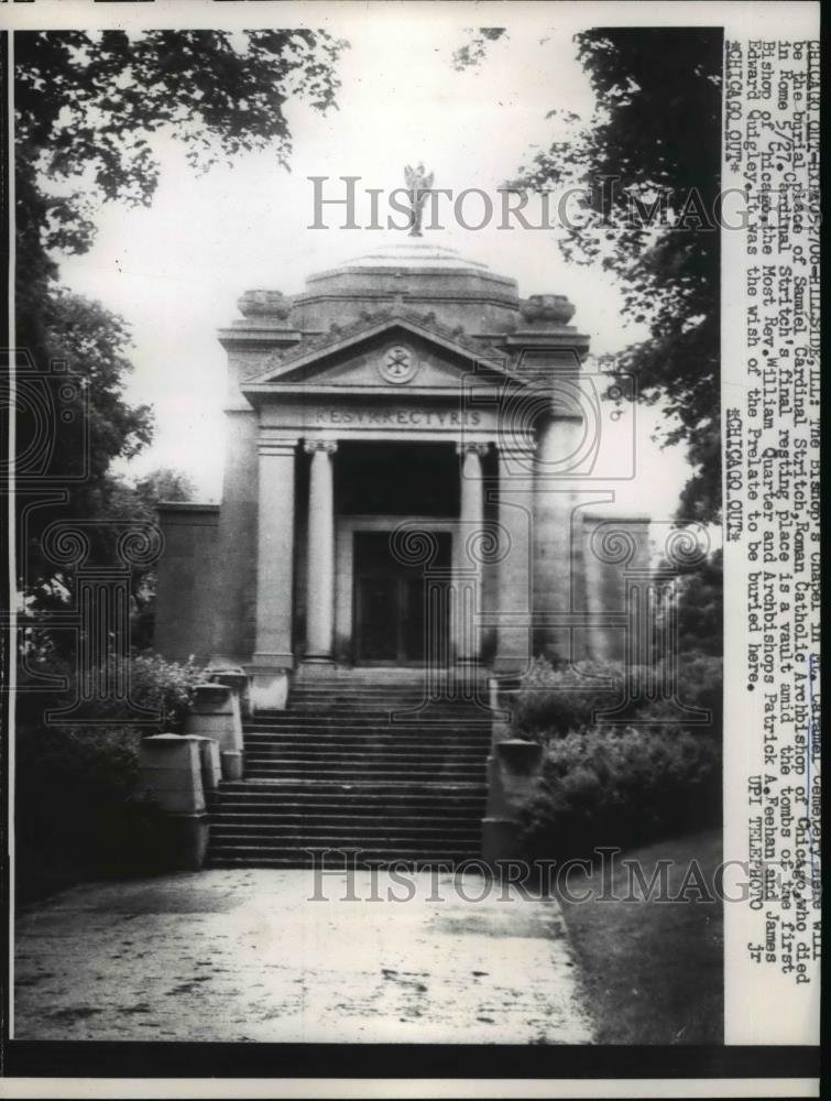 1958 Press Photo The Bishop&#39;s Chapel to be resting place of Cardinal Stritch - Historic Images