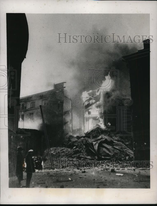 1940 Press Photo Helsinki high school razed by Soviet air dropped ordnance. - Historic Images
