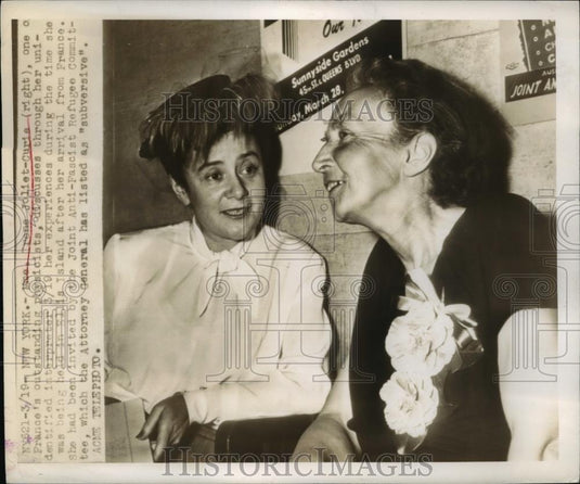 1948 Press Photo Mrs. Irene Joliet-Curia, one of France's outstanding physicists - Historic Images