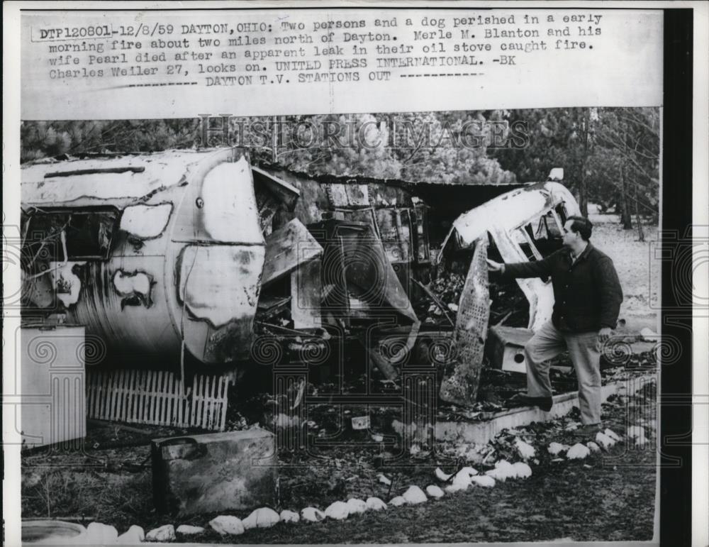 1959 Press Photo Dayton Ohio M Blanton &amp; wife died in home fire from oil stove - Historic Images