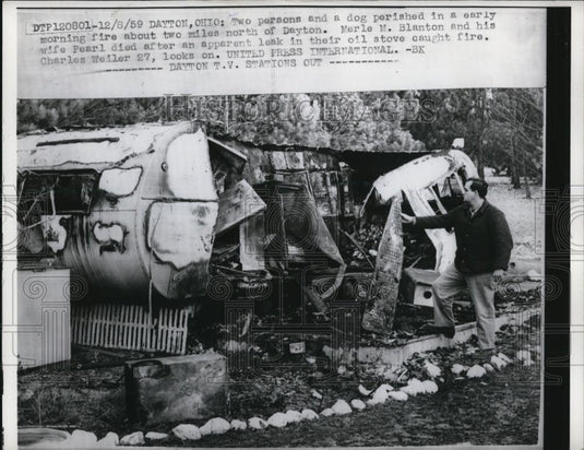 1959 Press Photo Dayton Ohio M Blanton & wife died in home fire from oil stove - Historic Images
