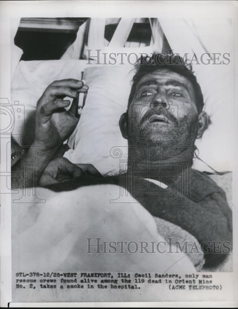 1951 Press Photo of Cecil Sanders the only survivor of the Orient Mine collapse. - Historic Images