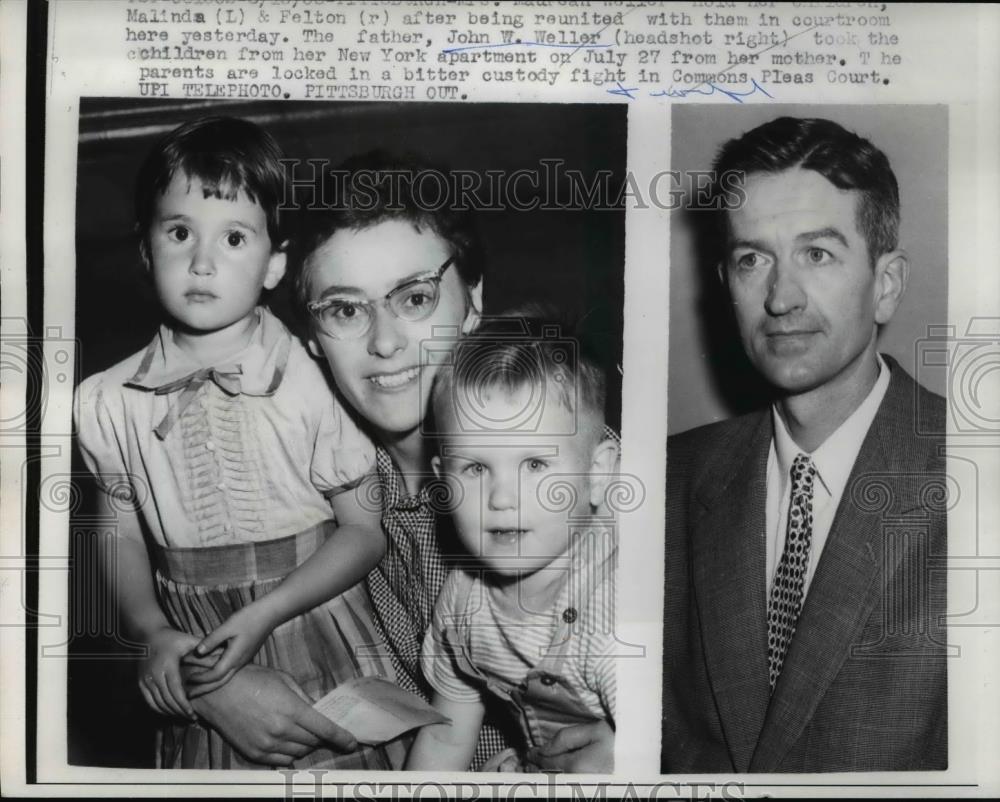 1958 Press Photo Children Reunited w Mother After John W. Weller Kidnapping - Historic Images