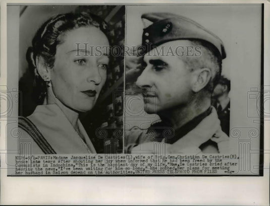 1954 Press Photo Jacqueline De Castries wife of Brig Gen Christian De Castries - Historic Images