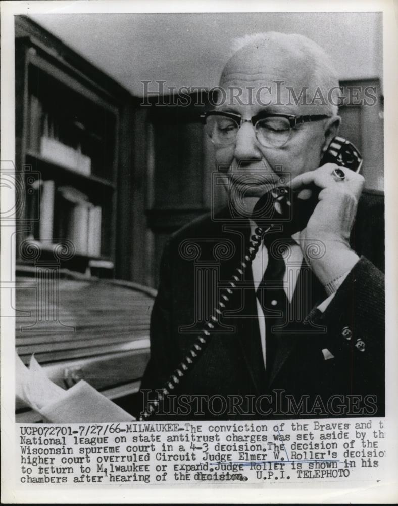 1966 Press Photo Judge Elmer W Roller - Historic Images