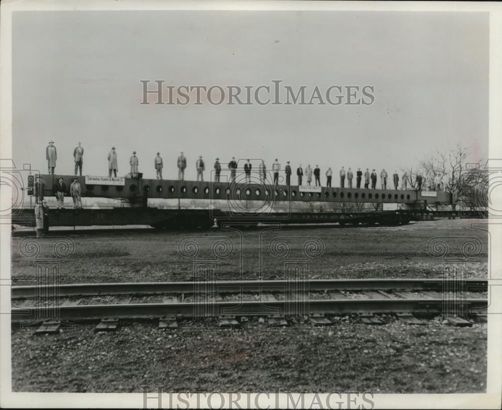 1953 Press Photo Aircraft parts pulled back at the Aluminum Co. of America - Historic Images