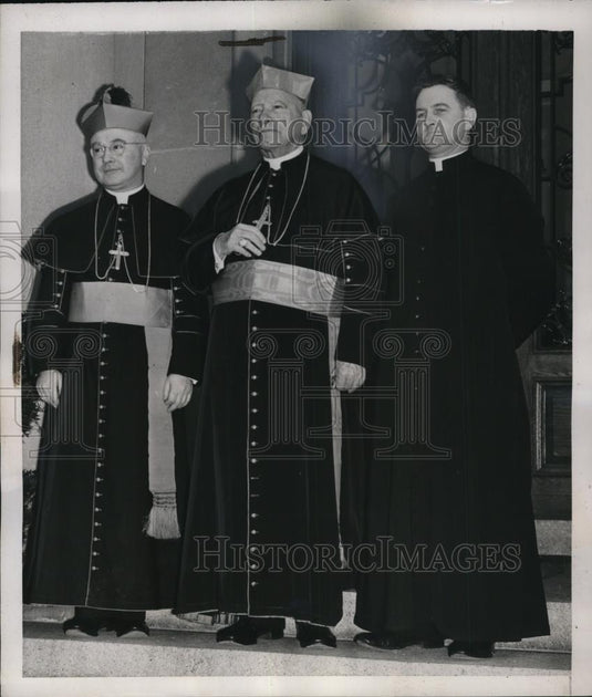 1939 Press Photo Rt Rev Francis Spellman, Cardinal O'Connell & Msgr Minnhan - Historic Images