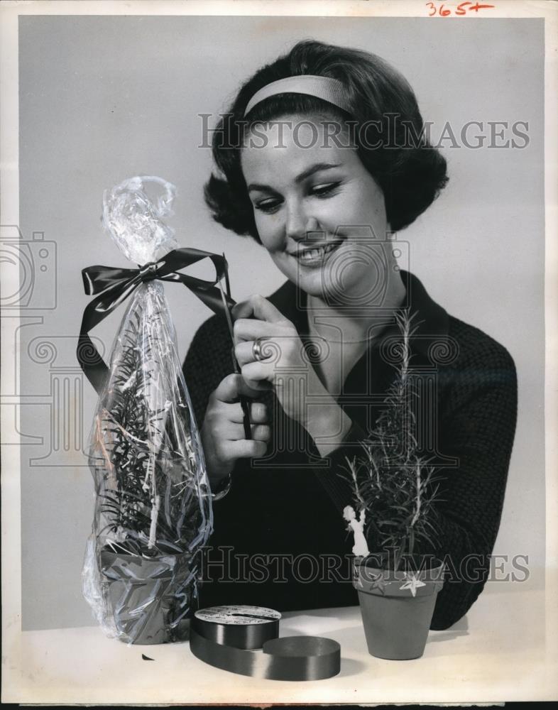 1961 Press Photo Dress clay pots with decorations are festive gifts - Historic Images