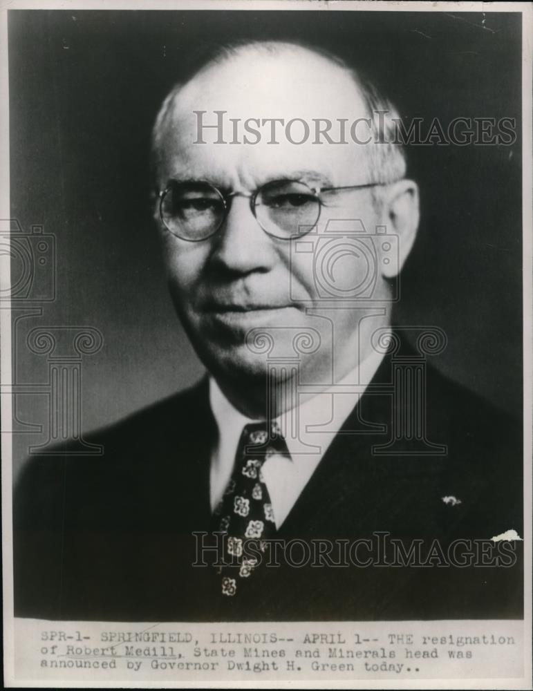 1947 Press Photo Robert Medill State Mines and Minerals head - Historic Images