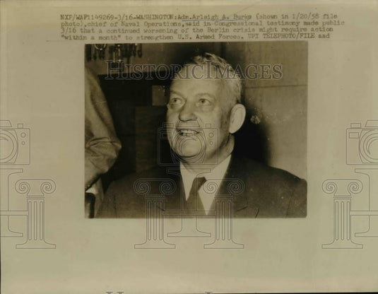 1959 Press Photo Admiral Arleigh Burke, chief of Naval Operations - Historic Images