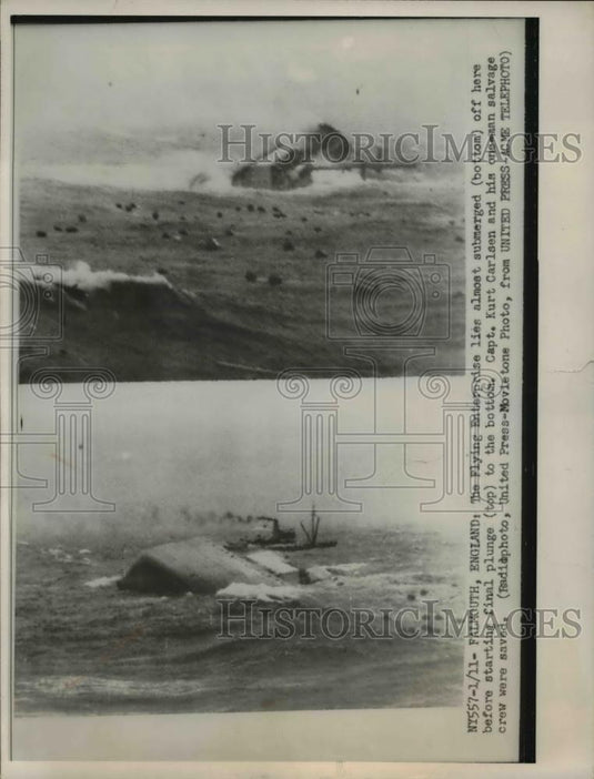 1952 Press Photo Captain Kurt Carlsen and crew are saved . - Historic Images