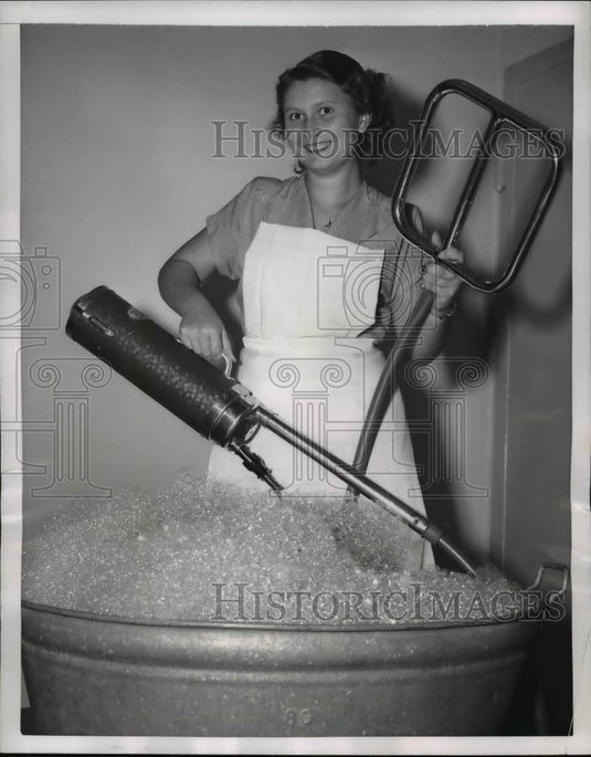 1951 Press Photo New cleaner and washing gadget exhibited at the Frankfurt Fair - Historic Images