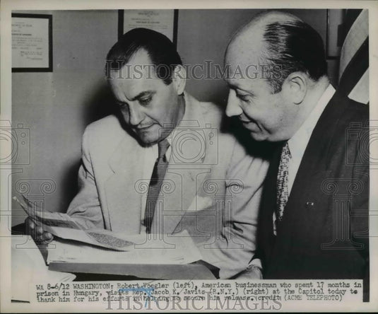 1951 Press Photo of Robert Vogler (L) and Rep. Jacob K. Javits (R,N.Y.) - Historic Images