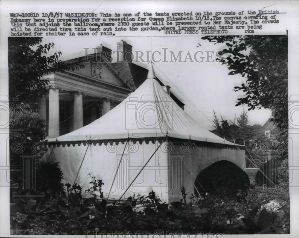 1957 Press Photo British Embassy in preparation for Queen Elizabeth - Historic Images