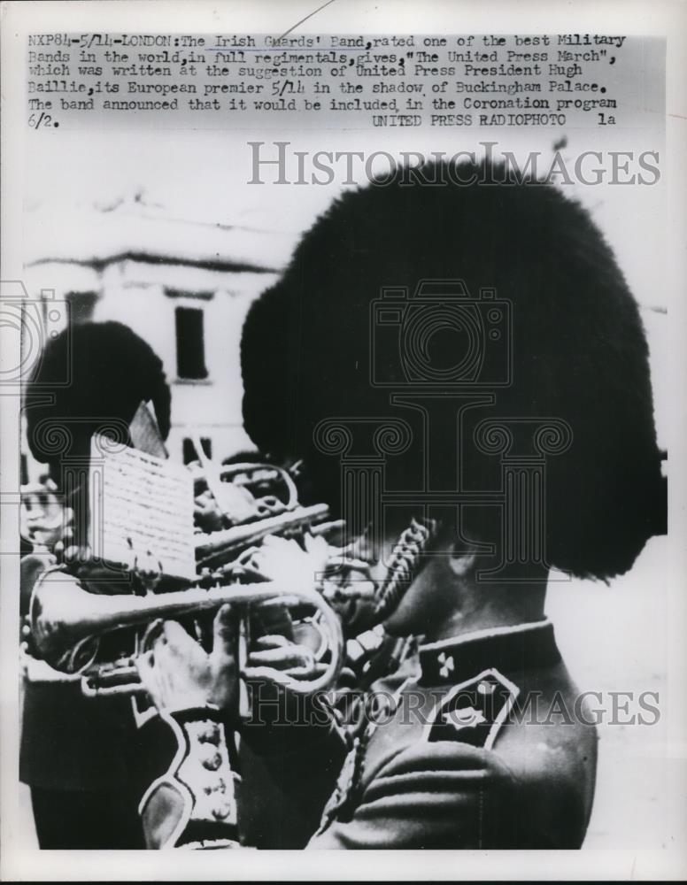 1953 Press Photo of a trumpet player for the Irish Guards Band. - Historic Images