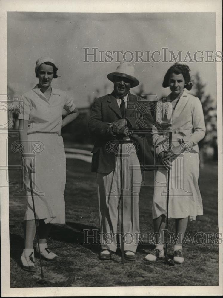 1932 Press Photo Socialite Girls Mary, Eleanor Pew, Golfer Nichol Thompson - Historic Images