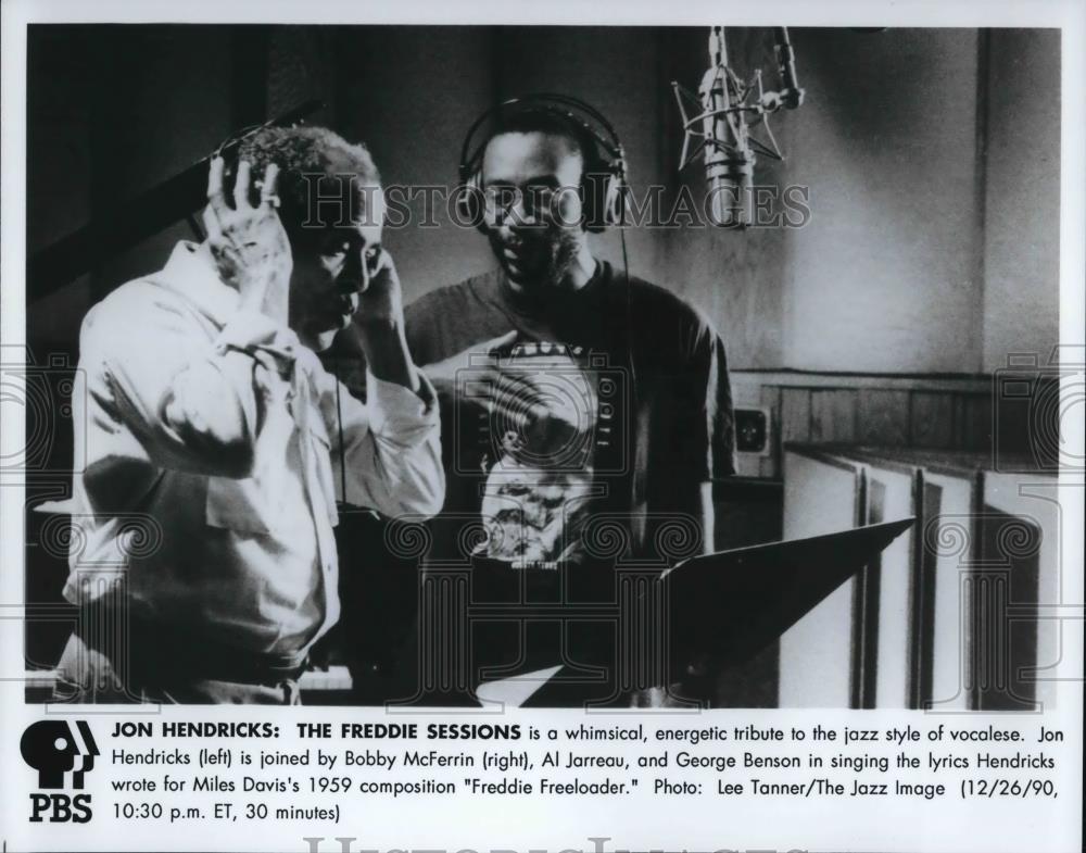 1990 Press Photo Al Jarreau &amp; George Benson in Jon Hendricks: The Freddie Sessio - Historic Images