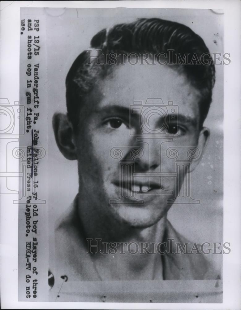 1955 Press Photo of John Fallone 16 year old who killed four people. - Historic Images