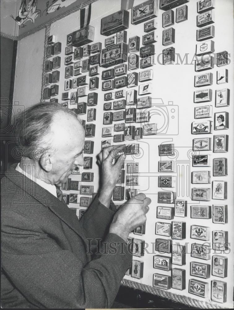 1958 Press Photo Matchbox Collector - Historic Images