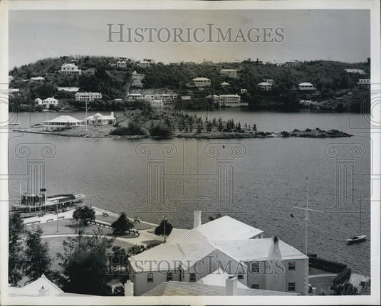 Press Photo Albouy's Point Aerial View Site Of Queen Elizabeth's Visit - Historic Images