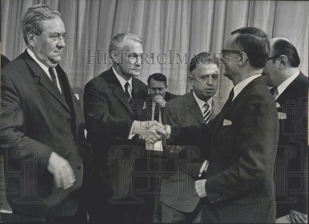 1968 Press Photo Carlo Schmid, Dr. Alex Moeller, and Karl Schiller - SPD Party. - Historic Images