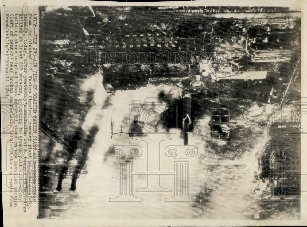 1948 Press Photo Blasted IG Farben Chemical Company, Ludwigshafen, Germany - Historic Images