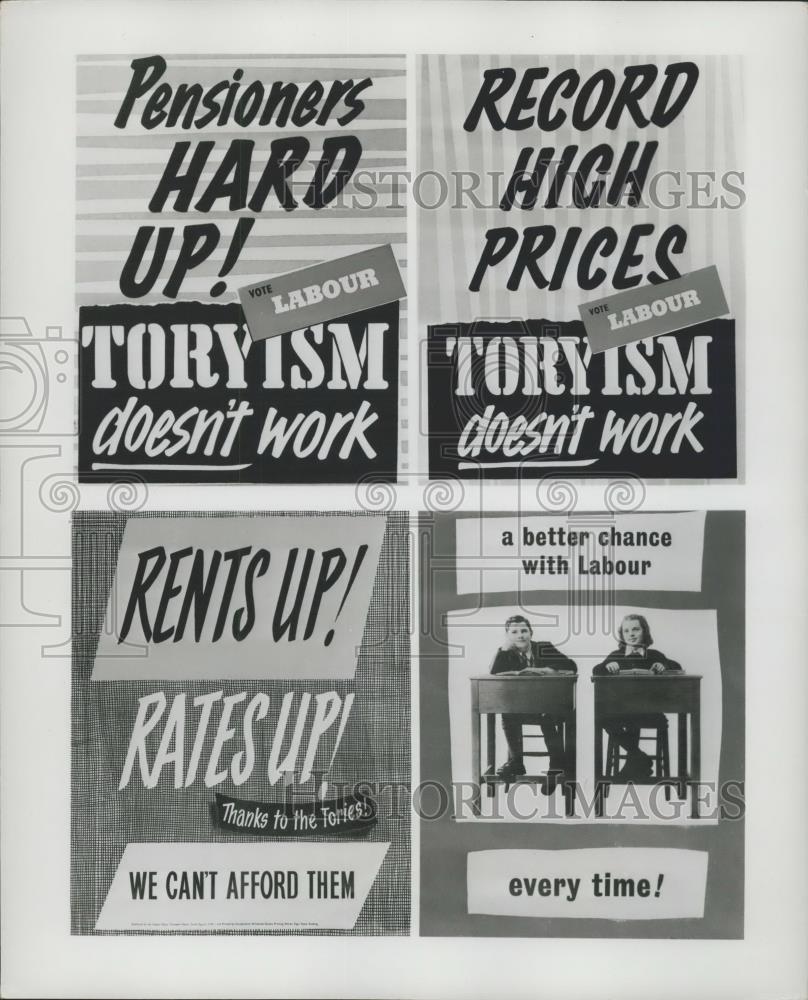 1955 Press Photo Party Posters:for British elections - Historic Images