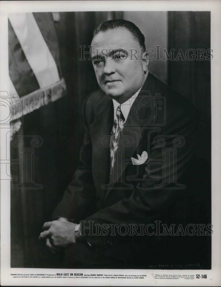 1952 Press Photo J. Edgar Hoover Writer for Walk East on Beacon movie film - Historic Images