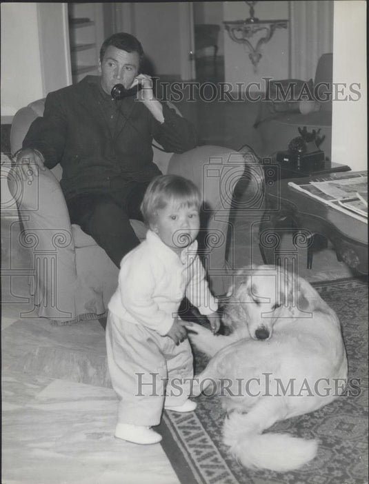 1962 Press Photo Lucky Luciana, Gangster Threatened Actor Cameron Mitchell's Fam - Historic Images