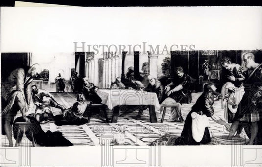 1958 Press Photo Tintoretto Painting, Christ Washing Disciples' Feet, Art - Historic Images