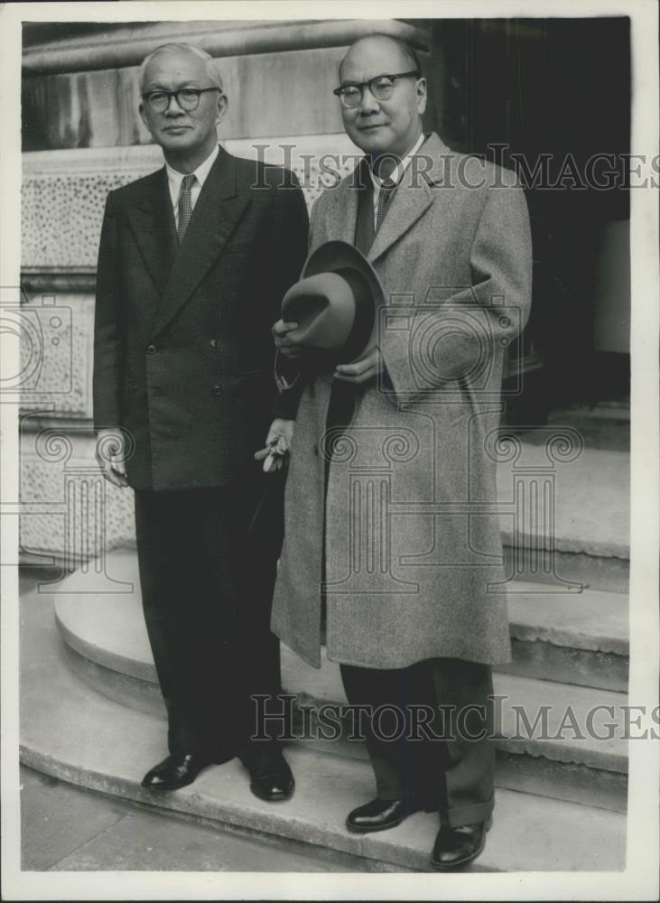 1957 Press Photo Masatoshi Matsushita &amp;Mr. Nishi ,Japanese Amb to England - Historic Images