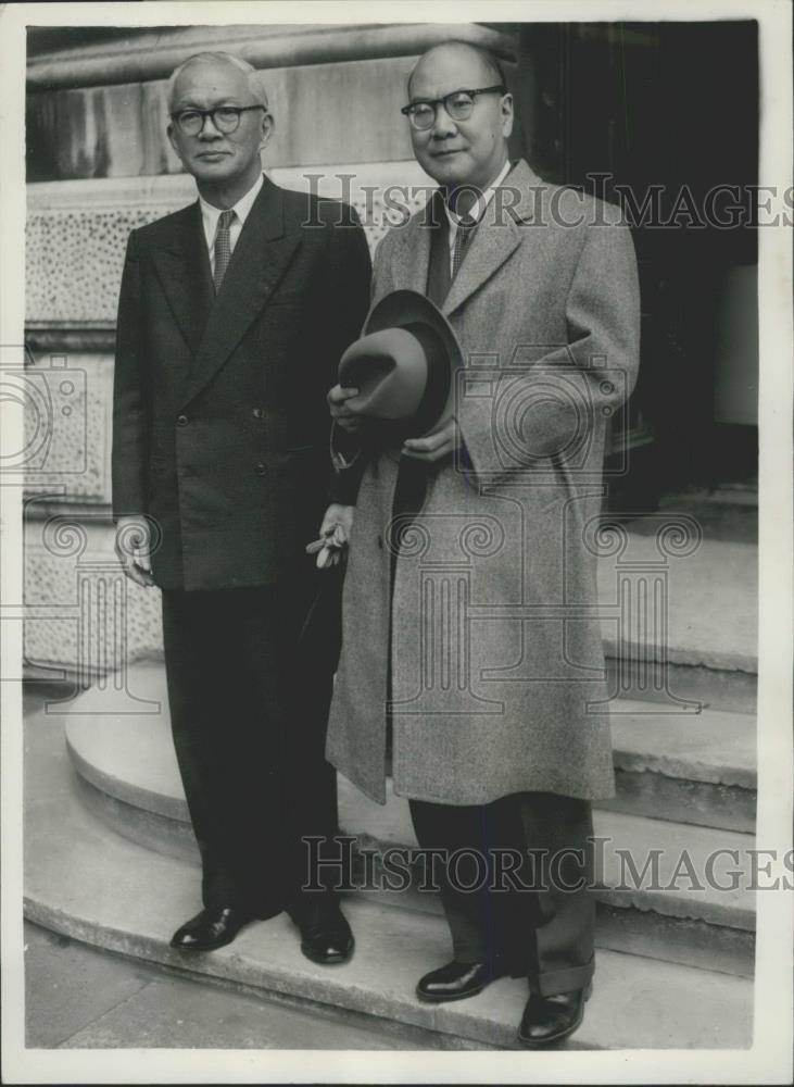 1957 Press Photo Masatoshi Matsushita &Mr. Nishi ,Japanese Amb to England - Historic Images