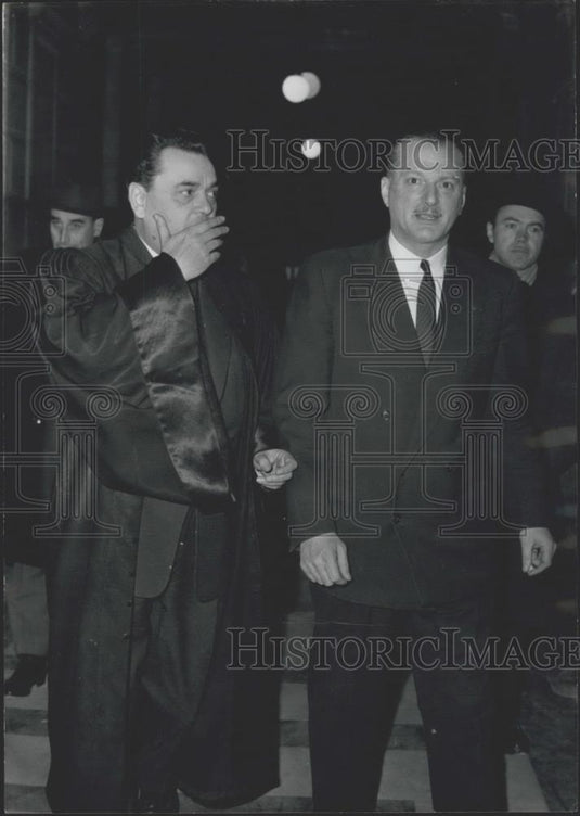 1961 Press Photo M.Delouvrier (rt) former Delegate General to Algeria & judge - Historic Images