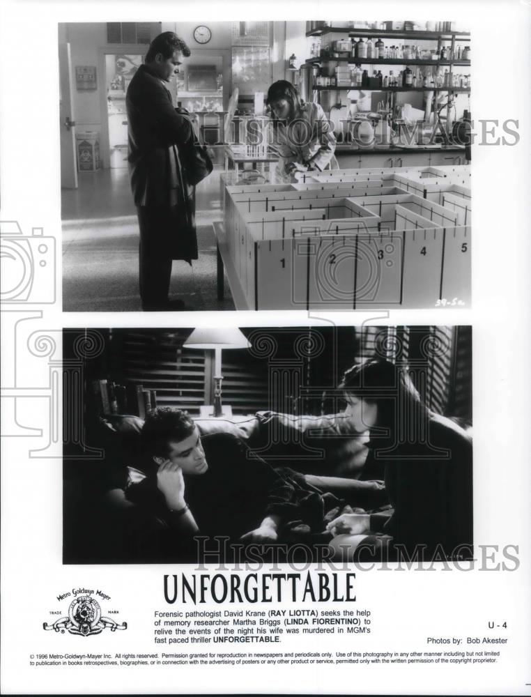 1996 Press Photo Ray Liotta Linda Fiorentino in Unforgettable - cvp22467 - Historic Images