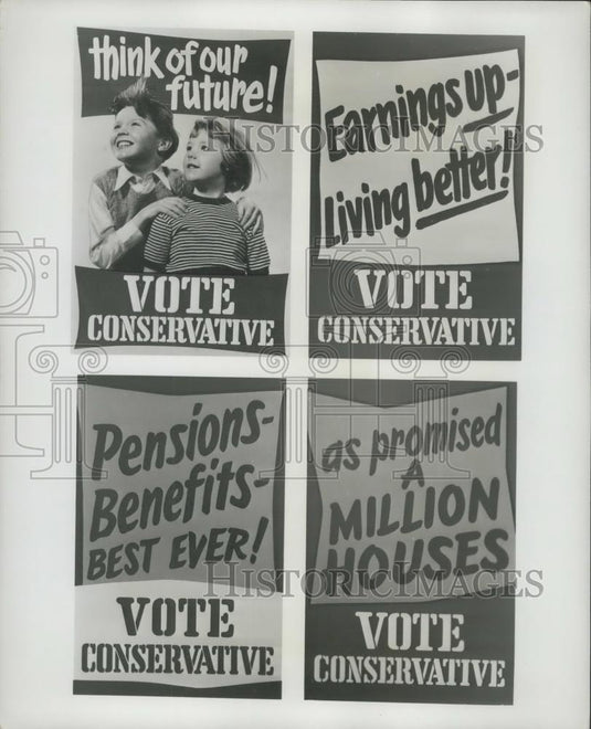 1955 Press Photo Party Posters for British elections - Historic Images
