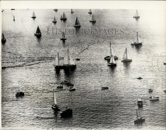 1968 Press Photo aerial view of the start of single-handed race from Plymouth - Historic Images