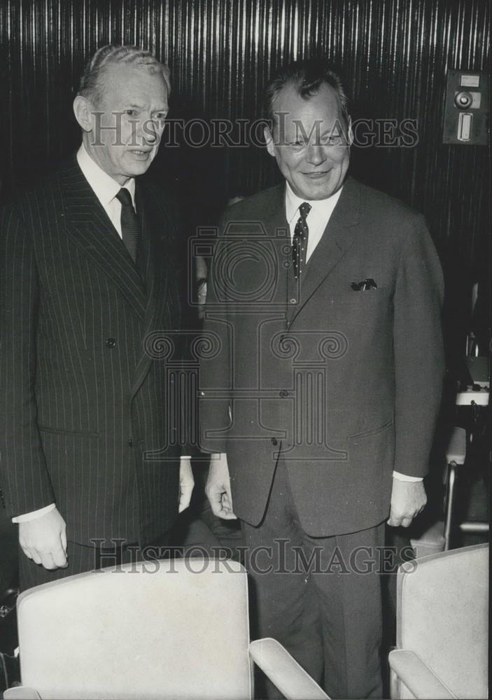 1967 Press Photo Maurice Couve de Murville and Willy Brandt - Historic Images